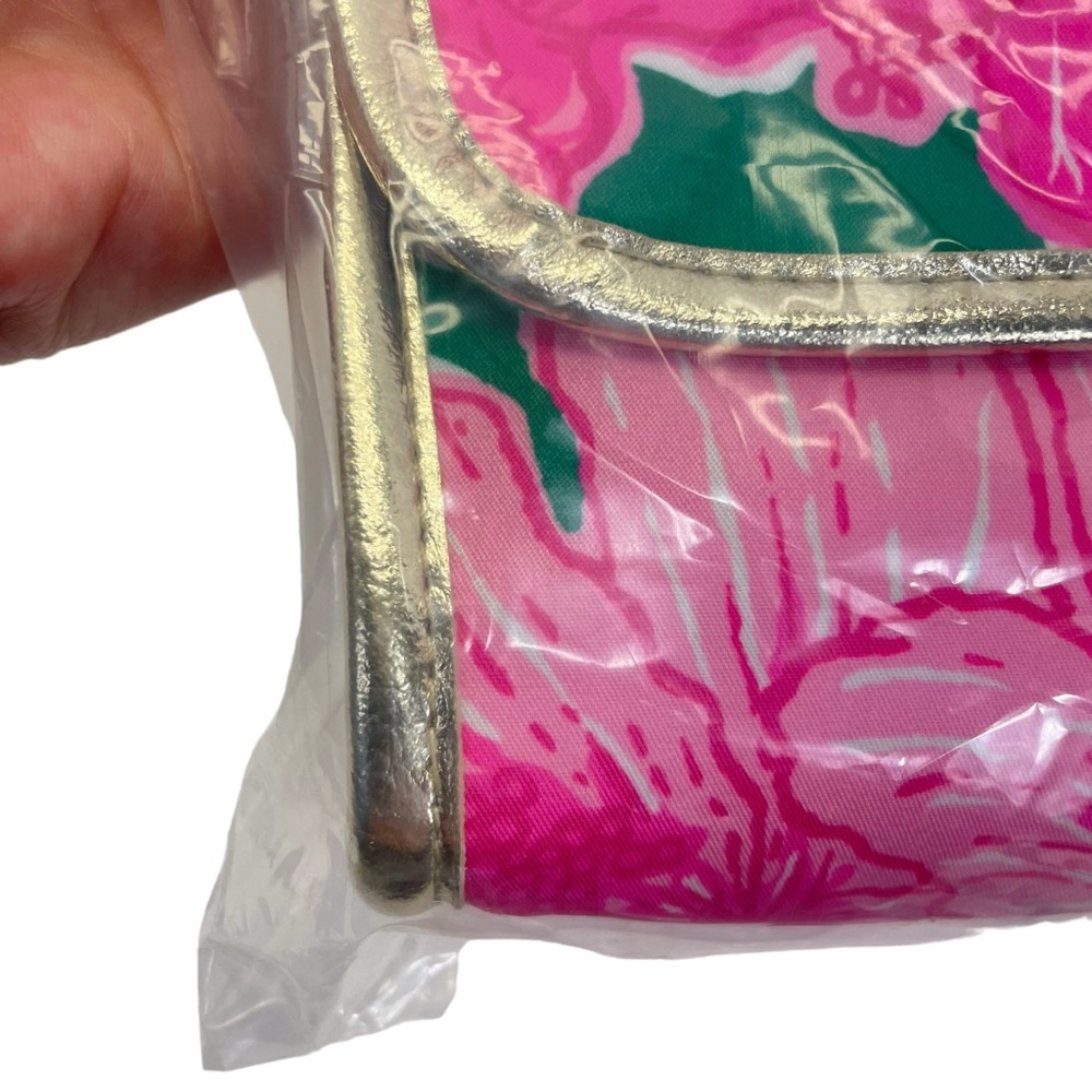 NWT Lilly Pulitzer “Hibis Kiss” Envelope Pouch Clutch Purse OS Pink/Green - Picture 5 of 9